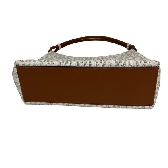MICHAEL KORS Women’s Satchel Logo Purse Brown & Cream 14.5”x10” Braided Handle - Picture 5 of 14